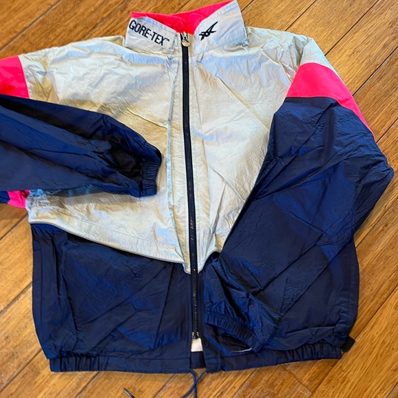 ASICS GoreTex 90s JACKET GRAY blue PINK ZIP UP nylon Windbreaker Golf Rain MEN L - Picture 4 of 16